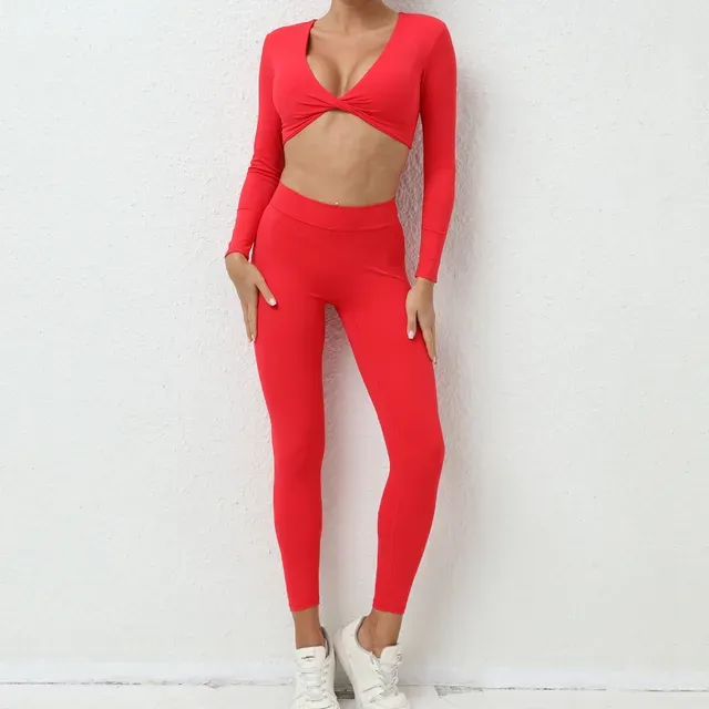 Long Sleeve Gym Crop Top High Waist Leggings Outfit