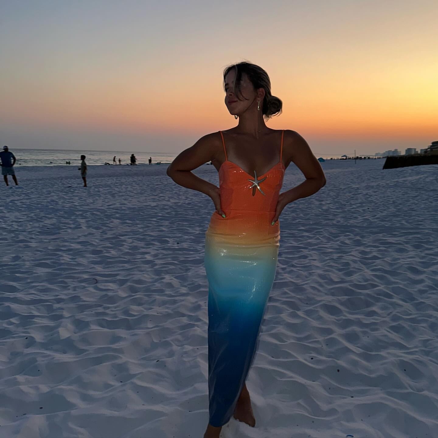 Gradient Color Holiday Vacation Bodycon Summer Maxi Dress