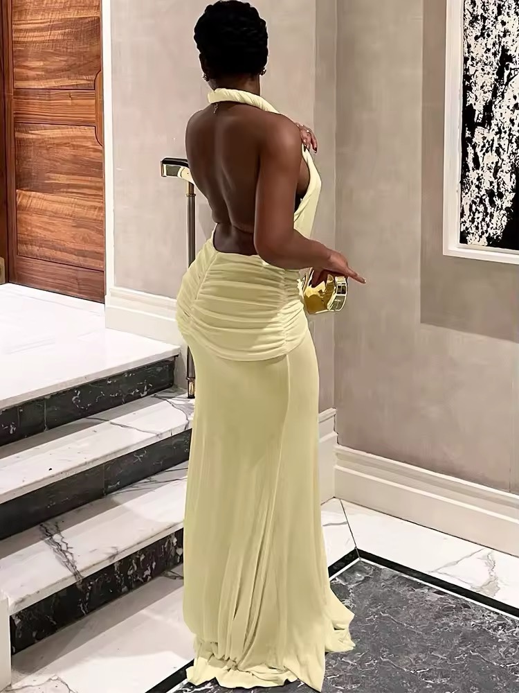 Deep V Neck Holiday Summer Maxi Dress