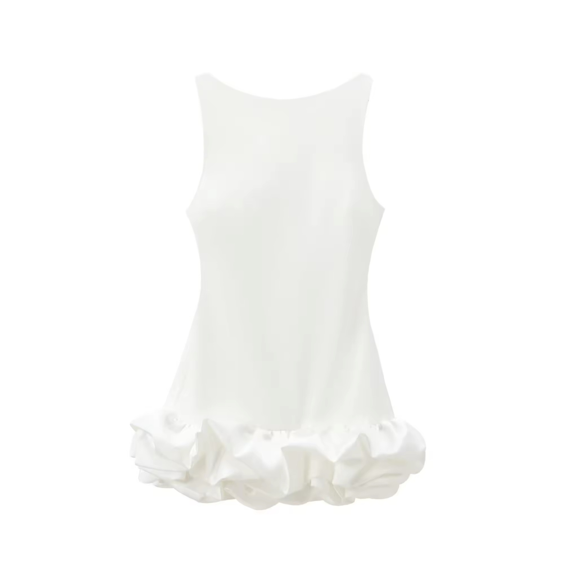Bubble Hem Ruffle Sleeveless Mini Dress With Built in Shorts