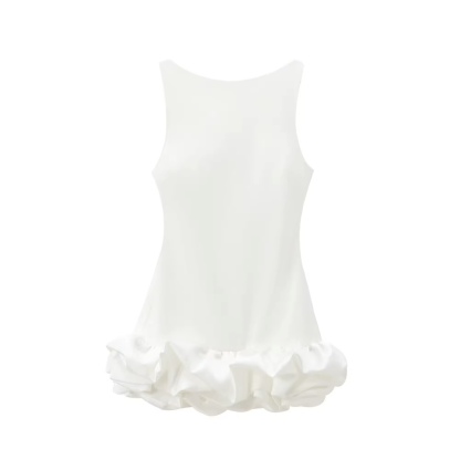 Bubble Hem Ruffle Sleeveless Mini Dress With Built in Shorts