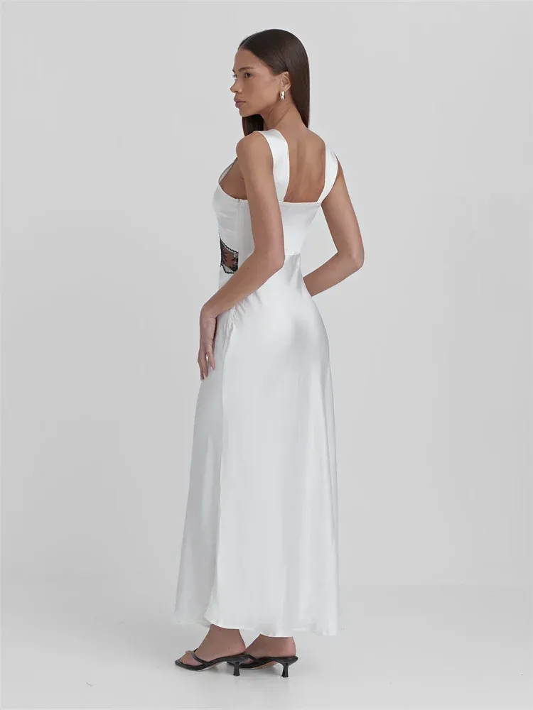 Lace V Neck Elegant Maxi Dress