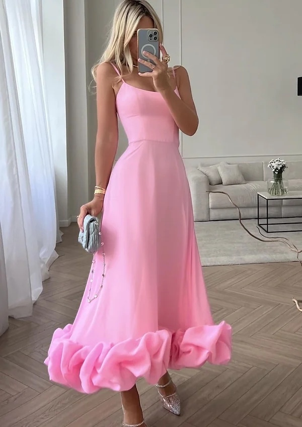 Ruffle Hem Elegant Maxi Dress