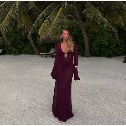 Long Sleeveless Crochet Holiday Vacation Beach Maxi Dress