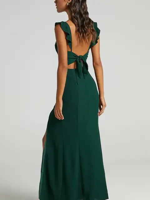 Sleeveless High Slit Bodycon Evening Maxi Dress