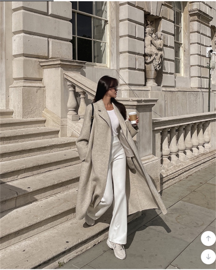 Long Sleeve Turn Collar Ankle Length Coat
