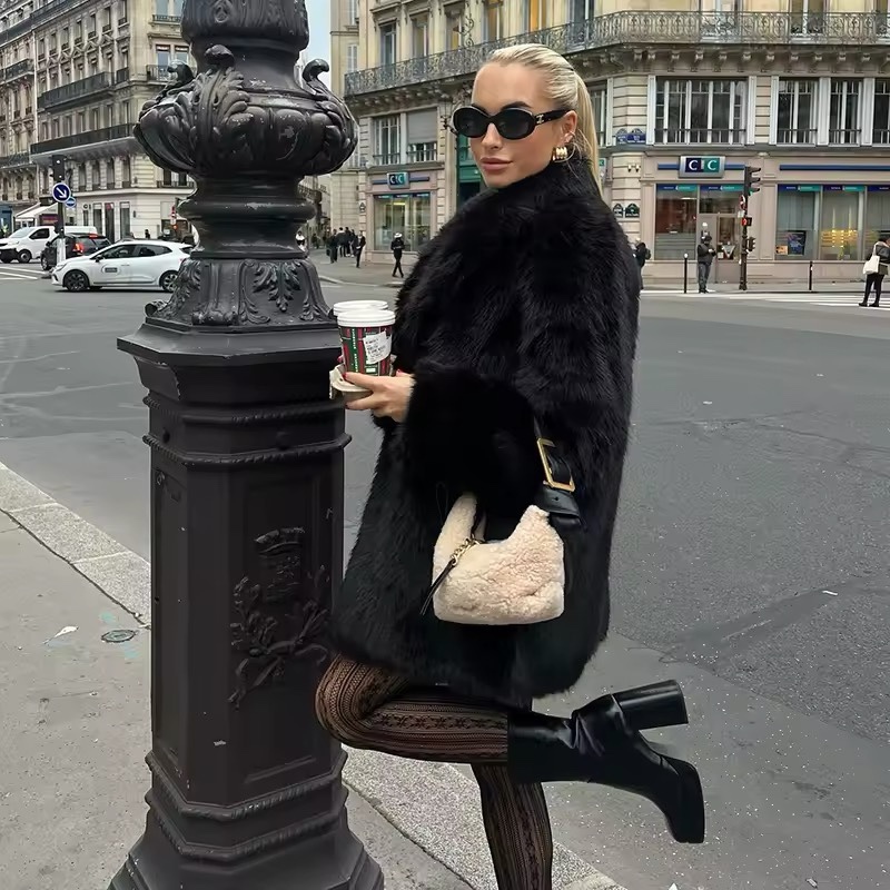 Teddy Long Sleeve Faux Fur Coat