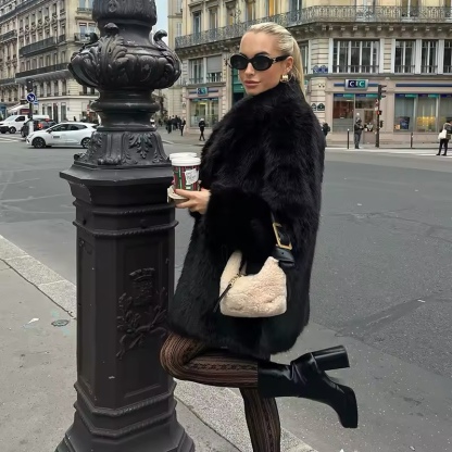Teddy Long Sleeve Faux Fur Coat