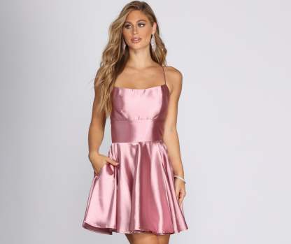 Frida Satin Party Dress - Lady Occasions