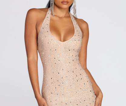 Kim Rise And Slay Halter Mini Dress - Lady Occasions