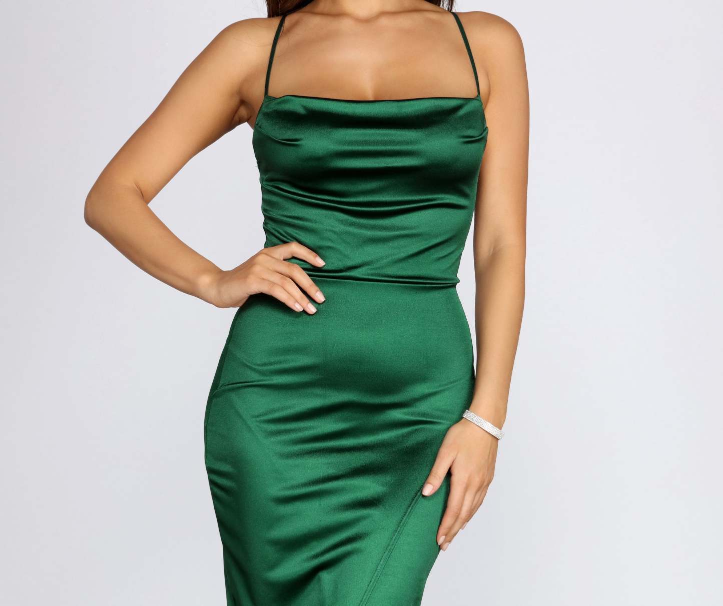 Lillyanne Formal Satin Asymmetrical Midi Dress - Lady Occasions