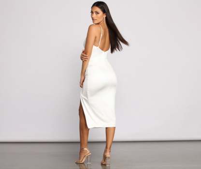 Mila Formal High Slit Midi Dress - Lady Occasions
