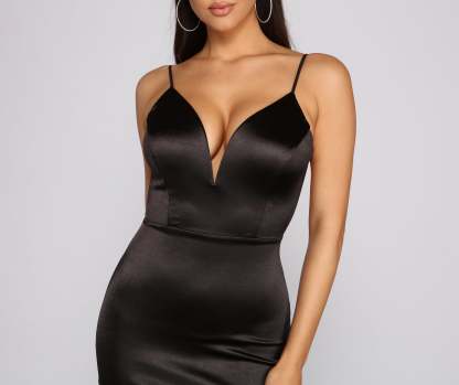 Sultry Moment Satin Backless Mini Dress - Lady Occasions