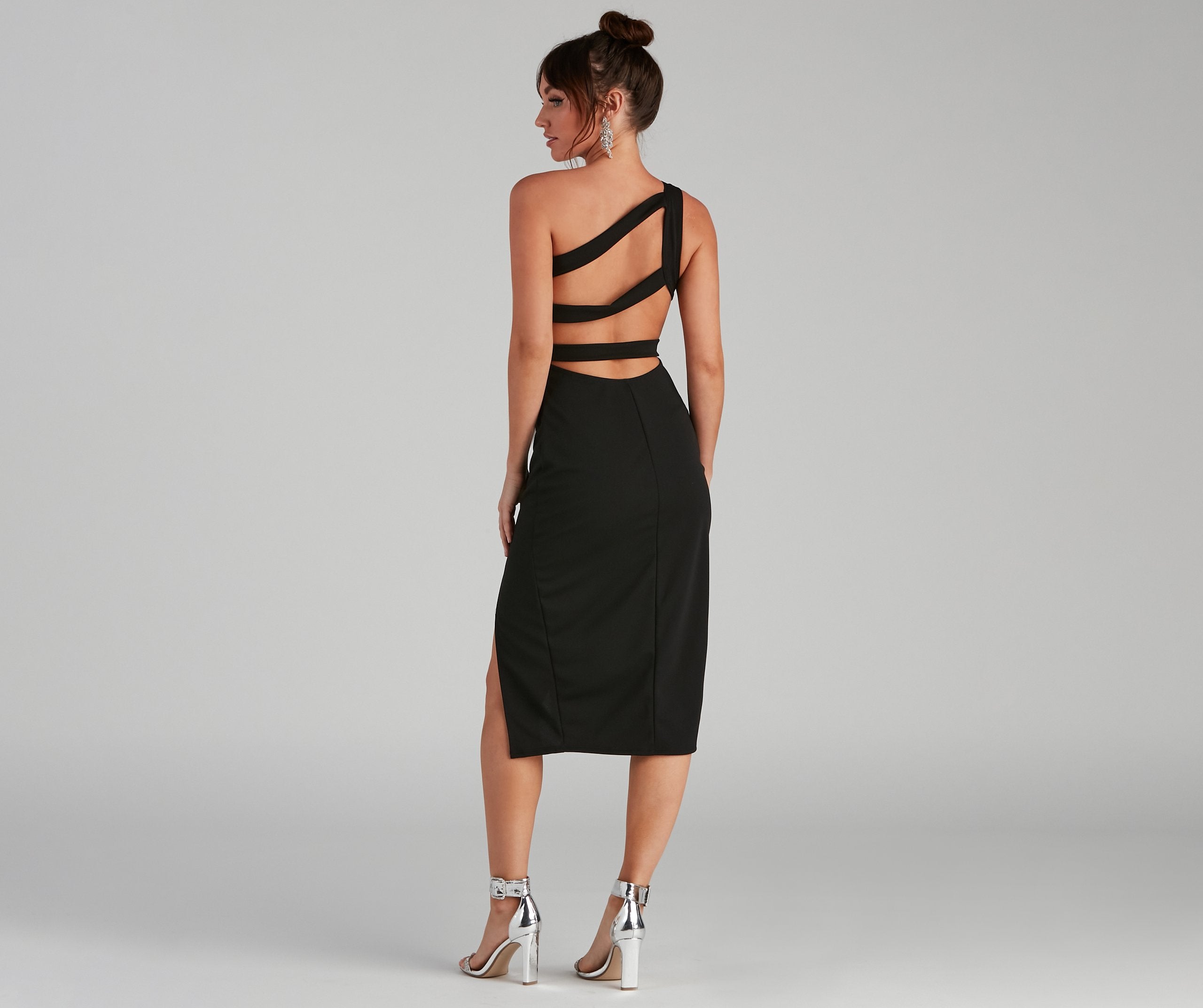 Summer Crepe One-Shoulder Midi Party Dress - Lady Occasions