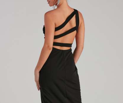 Summer Crepe One-Shoulder Midi Party Dress - Lady Occasions