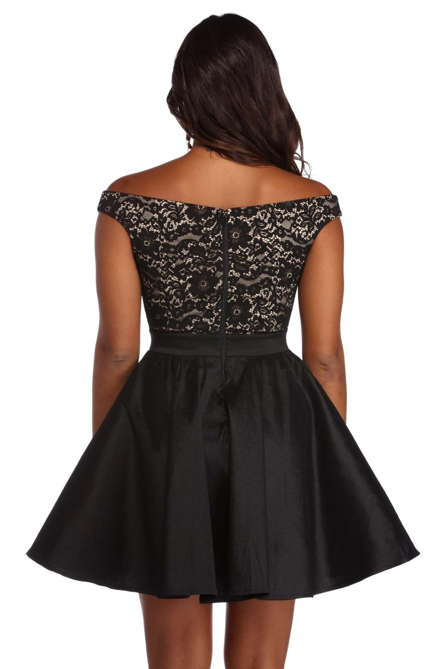 Hayley Lace Taffeta Dress - Lady Occasions