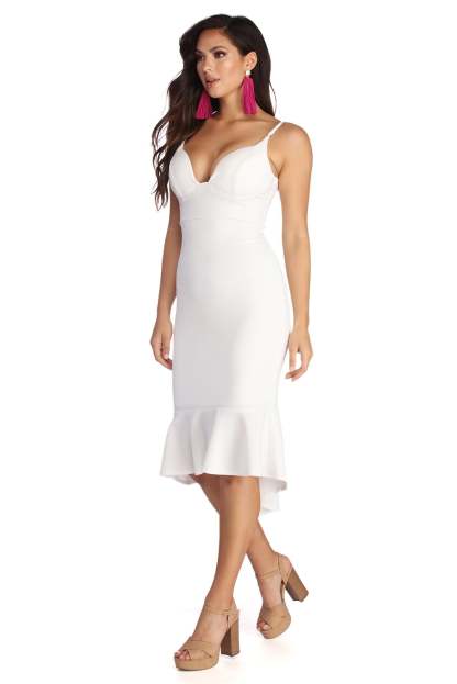 Kiara Formal Plunging Midi Dress - Lady Occasions