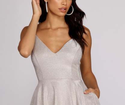 Gigi Glitter Skater Dress - Lady Occasions