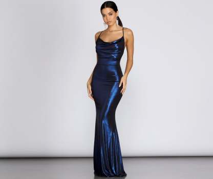 Jenna Metallic Goddess Maxi Dress - Lady Occasions