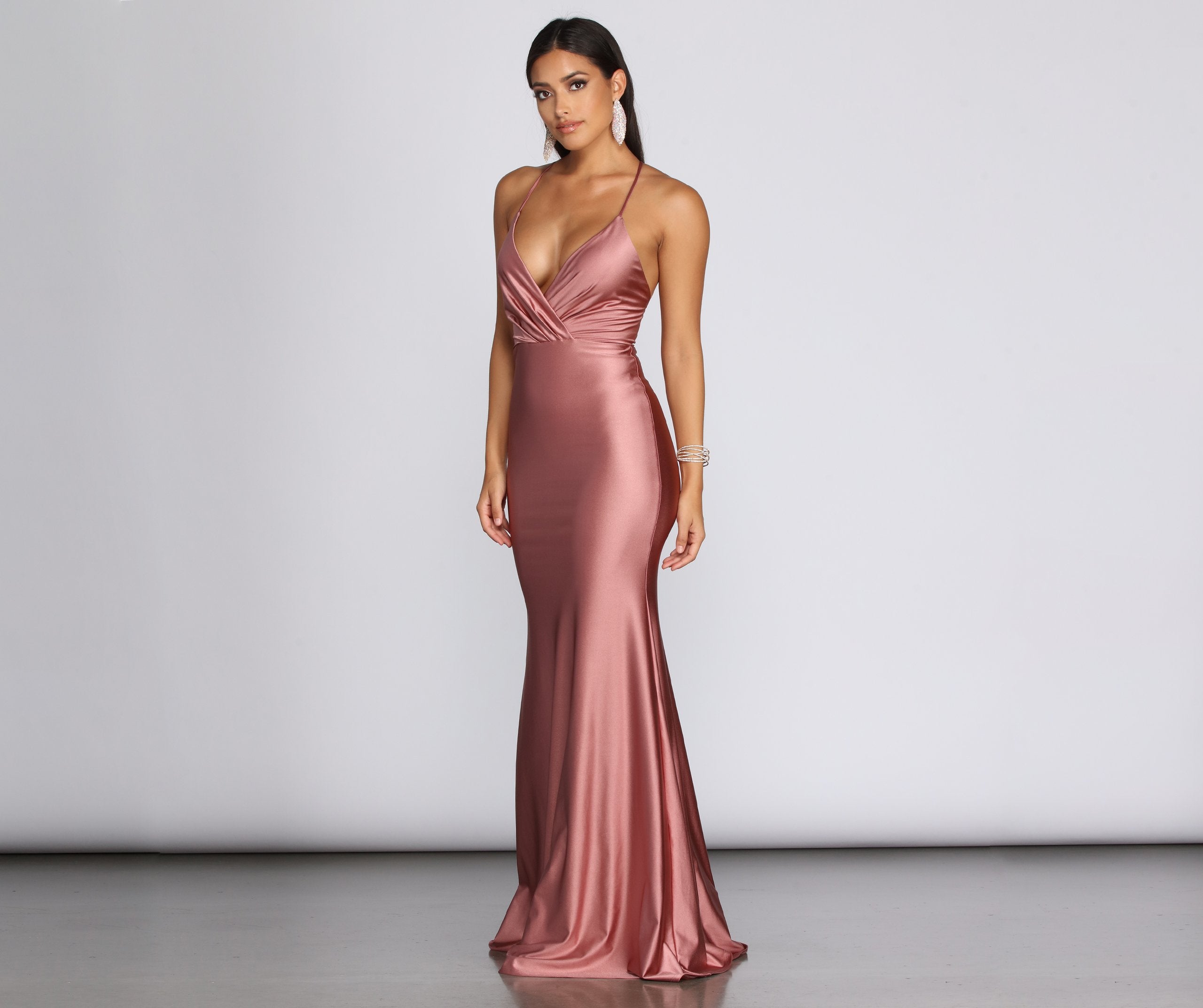 Jerry Cross Back Draped Gown - Lady Occasions