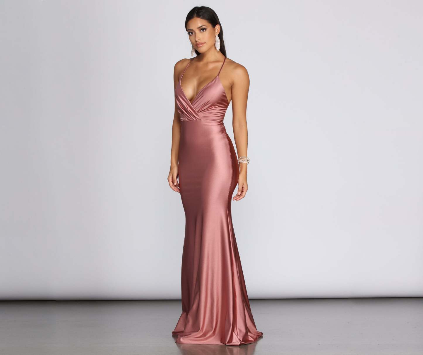 Jerry Cross Back Draped Gown - Lady Occasions