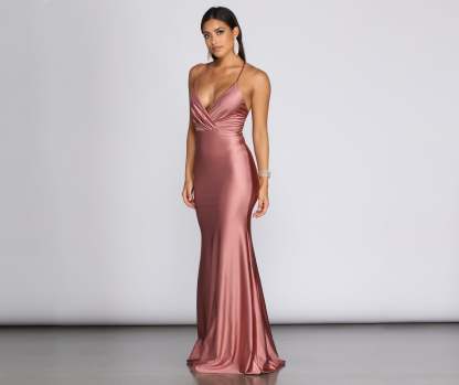 Jerry Cross Back Draped Gown - Lady Occasions