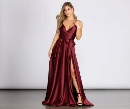 Harlie Formal Satin Sleeveless Dress - Lady Occasions