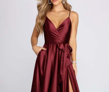 Harlie Formal Satin Sleeveless Dress - Lady Occasions
