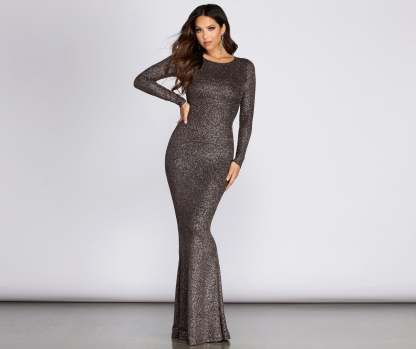 Neann Open Back Glitter Dress - Lady Occasions