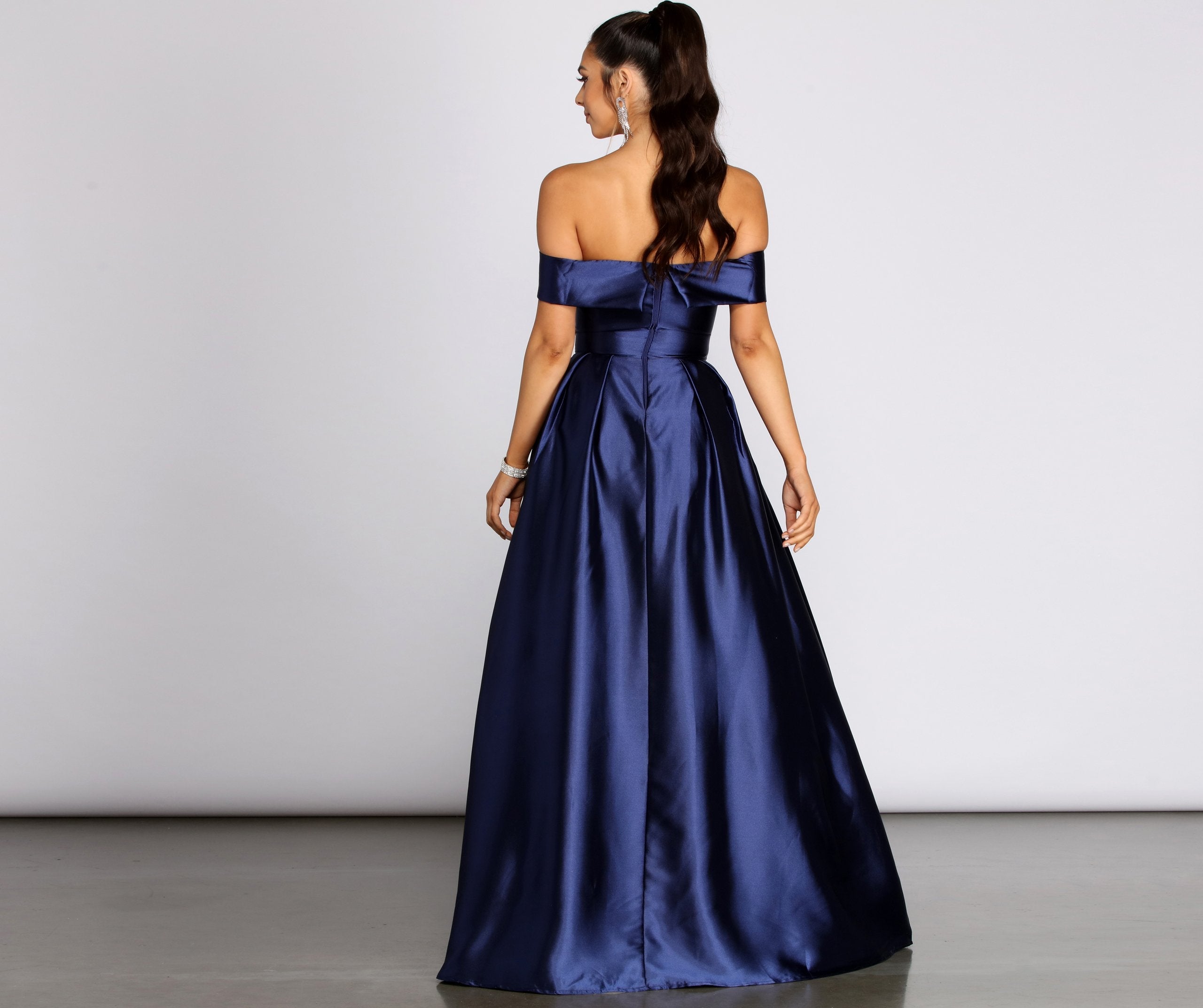 Palmer Formal Satin Wrap Dress - Lady Occasions