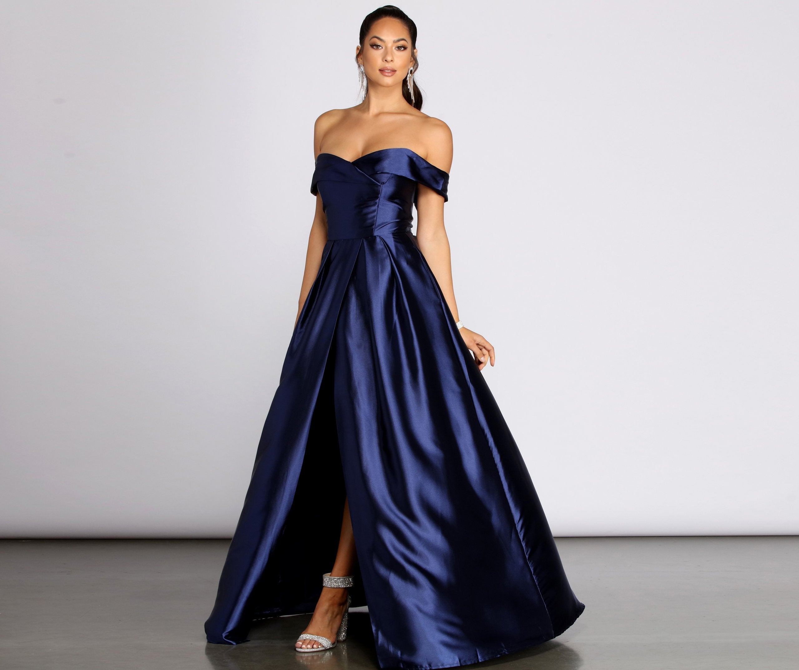 Palmer Formal Satin Wrap Dress - Lady Occasions