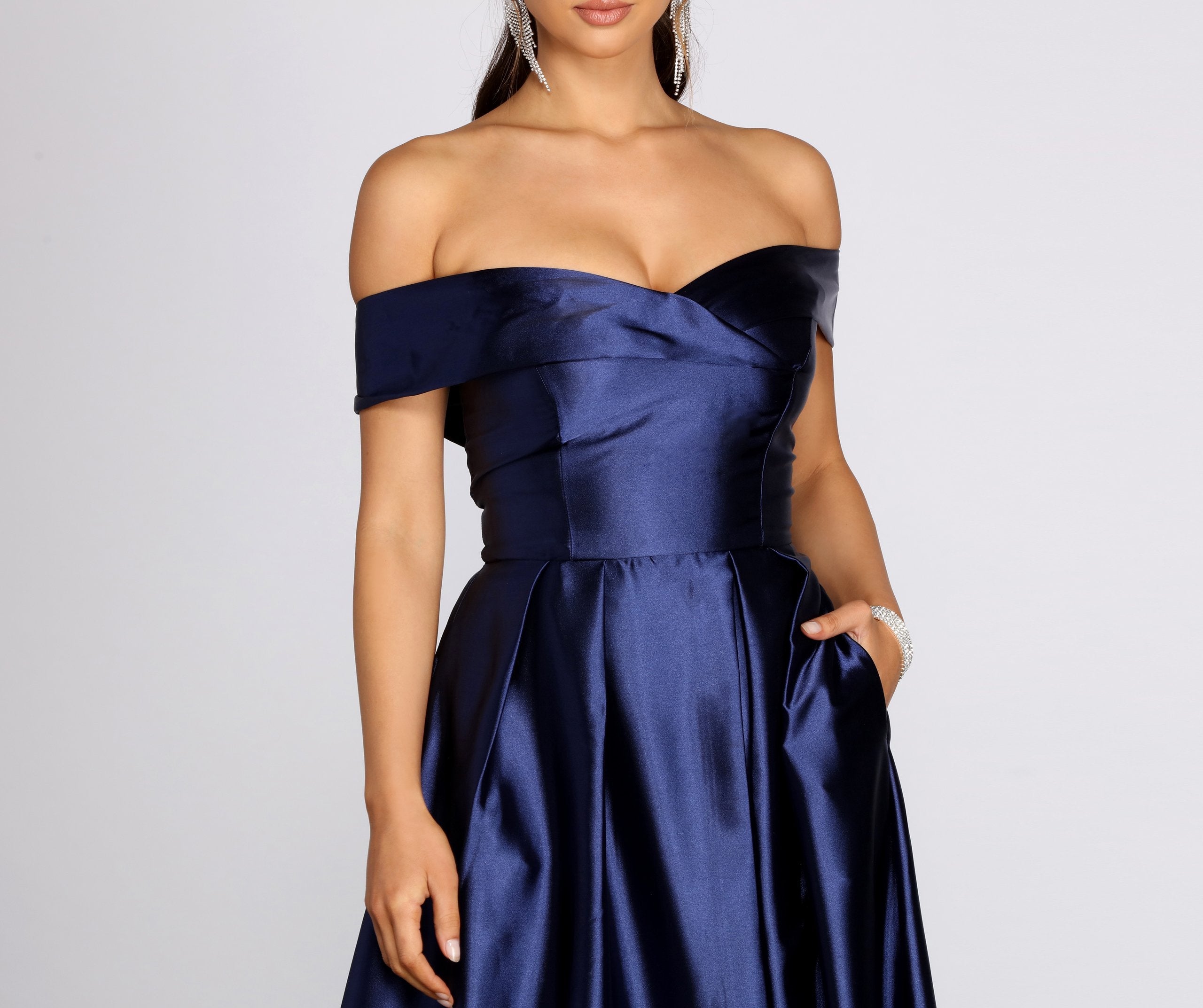 Palmer Formal Satin Wrap Dress - Lady Occasions