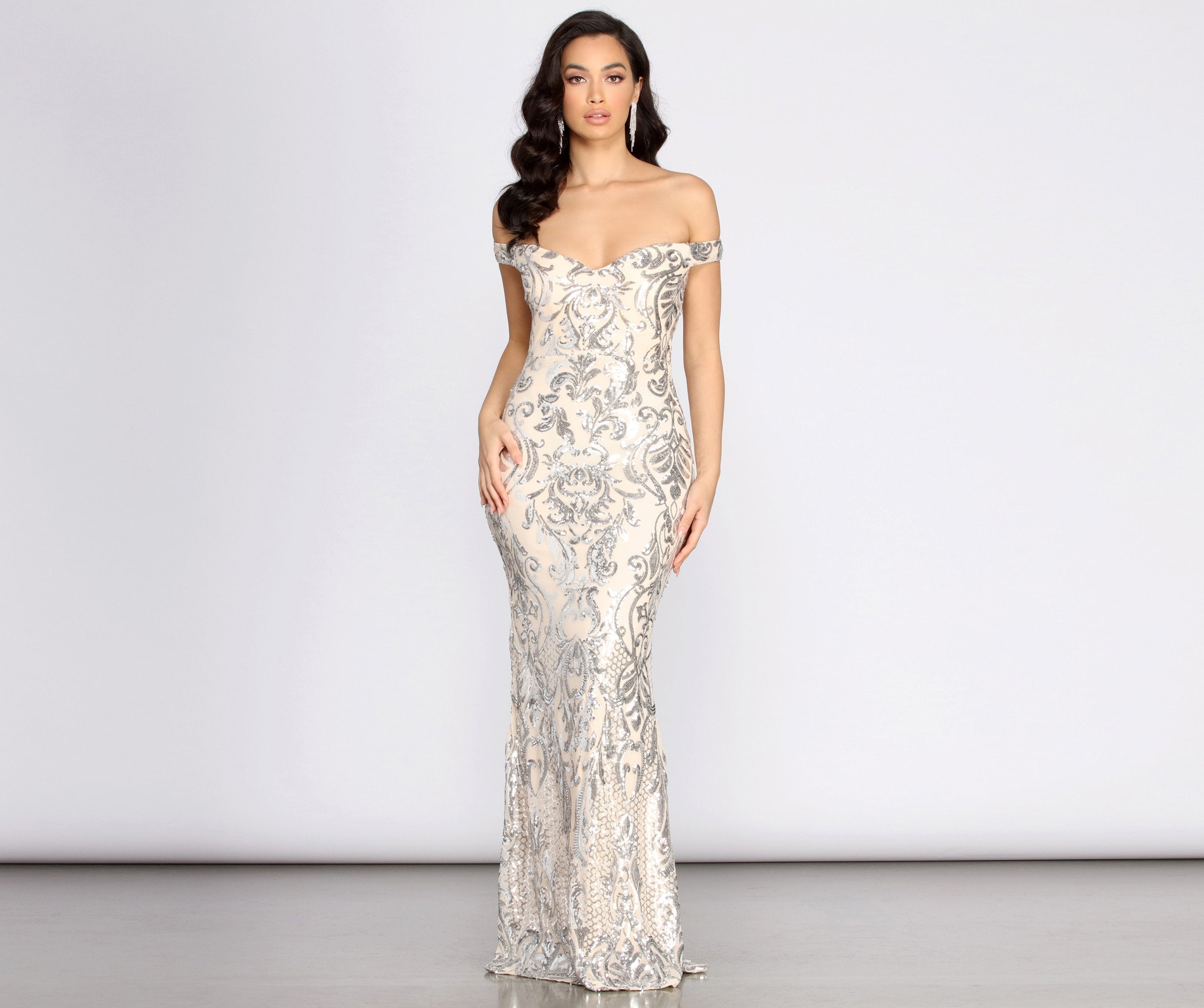 Clara Sequin Off Shoulder Dress - Lady Occasions