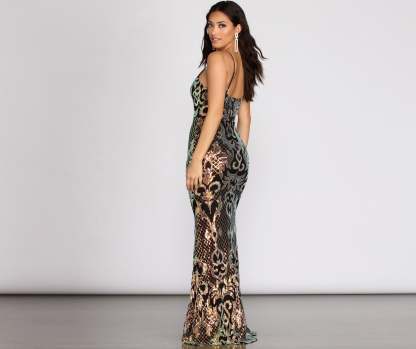 Joy Iridescent Sequin Mermaid Dress - Lady Occasions