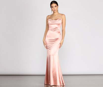 Nahla Formal Satin Mermaid Dress - Lady Occasions