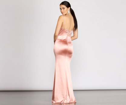 Nahla Formal Satin Mermaid Dress - Lady Occasions