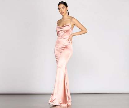 Nahla Formal Satin Mermaid Dress - Lady Occasions