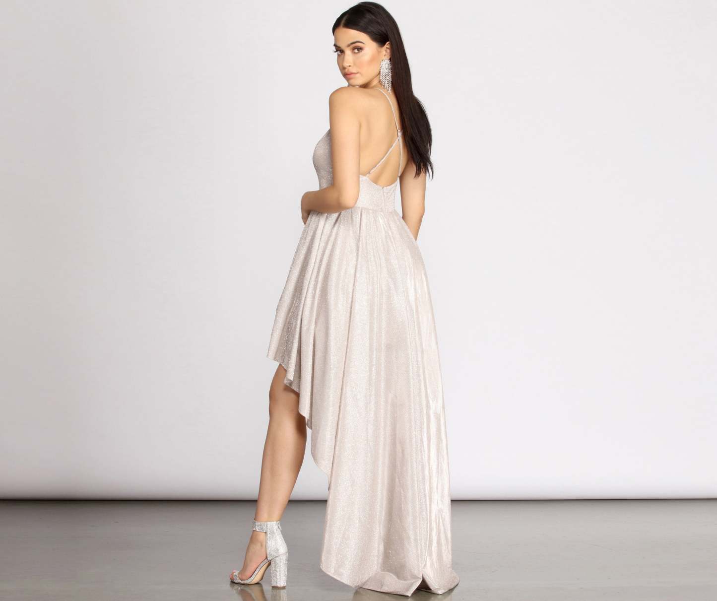 Justine Glitter High-Low Dress - Lady Occasions