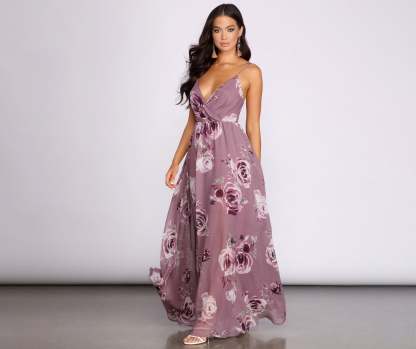 Hila Floral Chiffon A-Line Dress - Lady Occasions