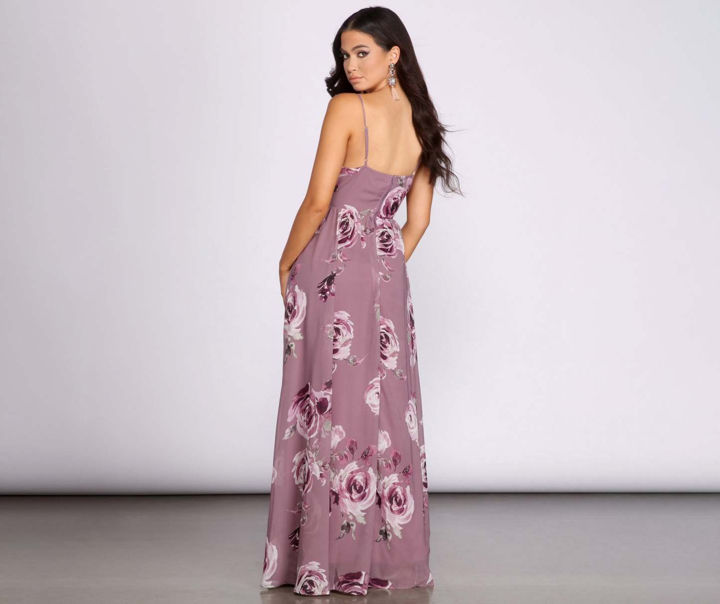 Hila Floral Chiffon A-Line Dress - Lady Occasions