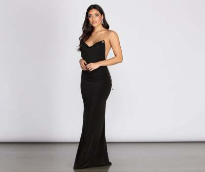 Isabella Chain Straps Cowl Neck Dress - Lady Occasions
