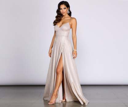 Everly A-Line Glitter Formal Dress - Lady Occasions