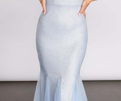 Ciara Glitter Tulle Mermaid Dress - Lady Occasions