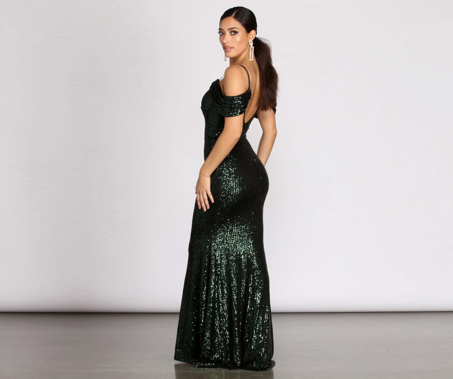 Jillian Deep V Sequin Dress - Lady Occasions