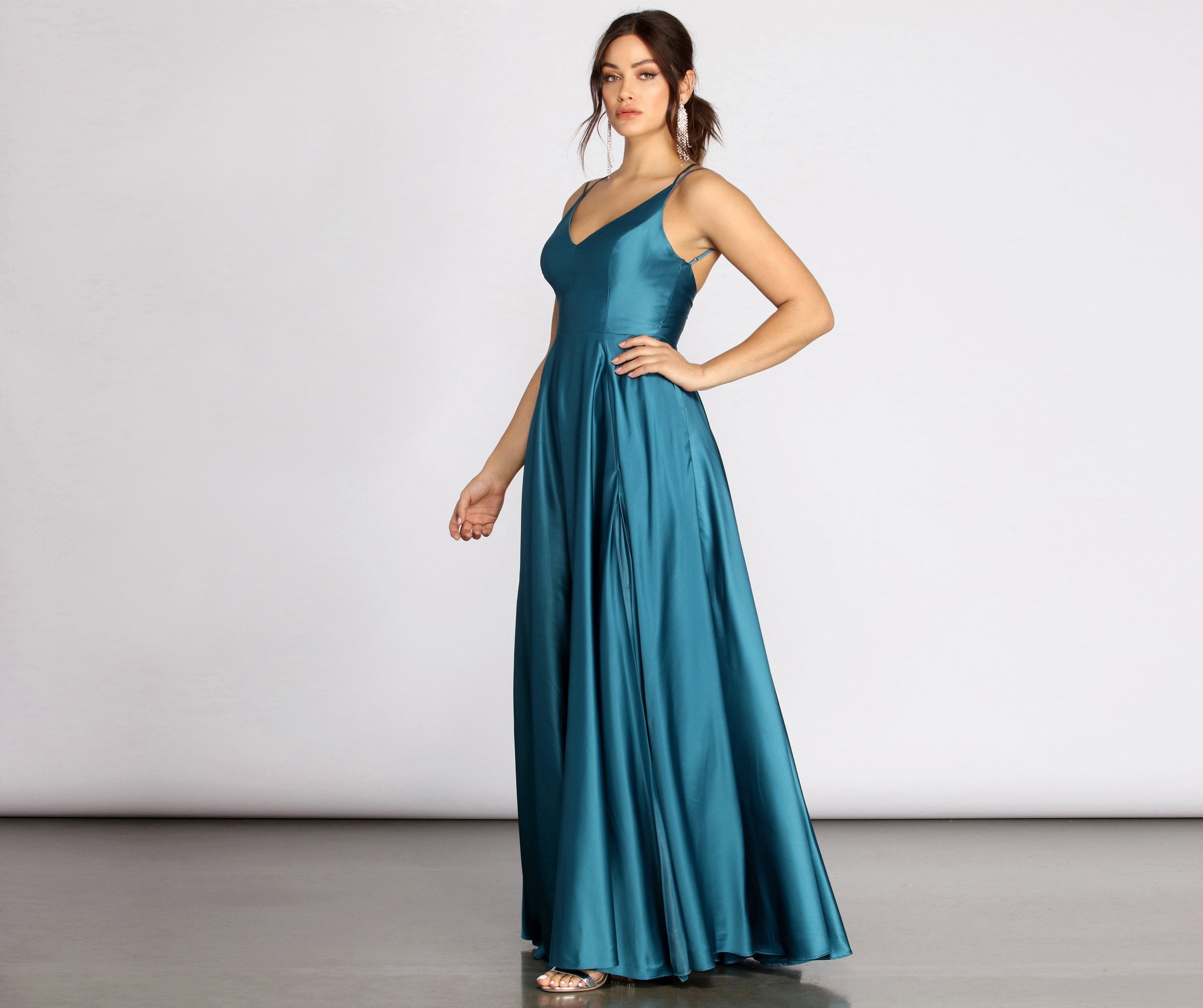 Dawn Formal Sleeveless Satin Dress - Lady Occasions