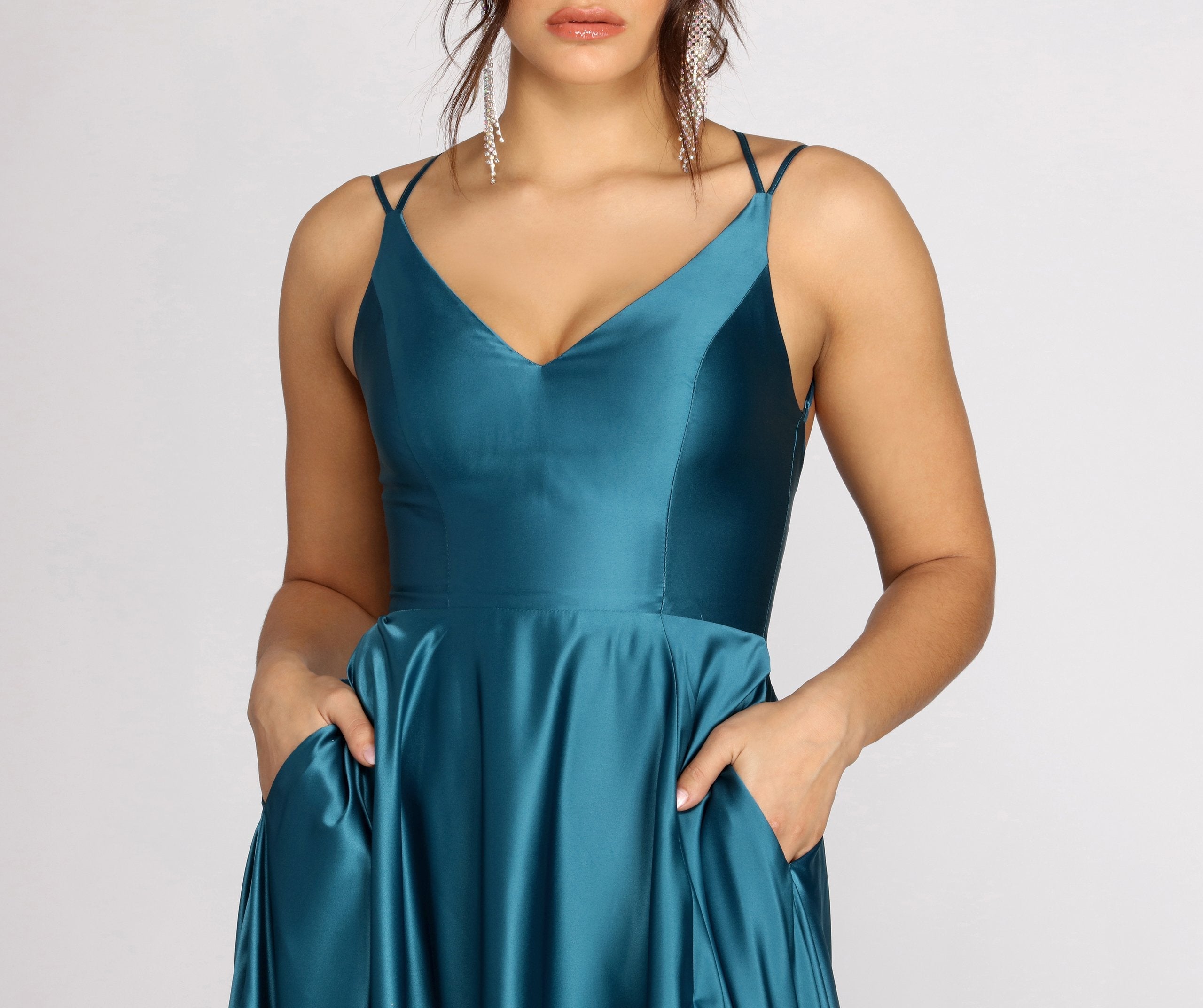 Dawn Formal Sleeveless Satin Dress - Lady Occasions