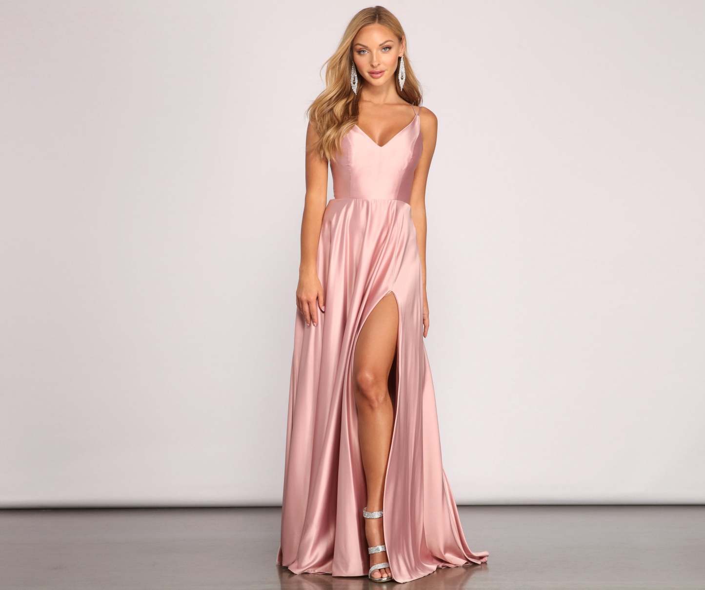 Dawn Formal Sleeveless Satin Dress - Lady Occasions