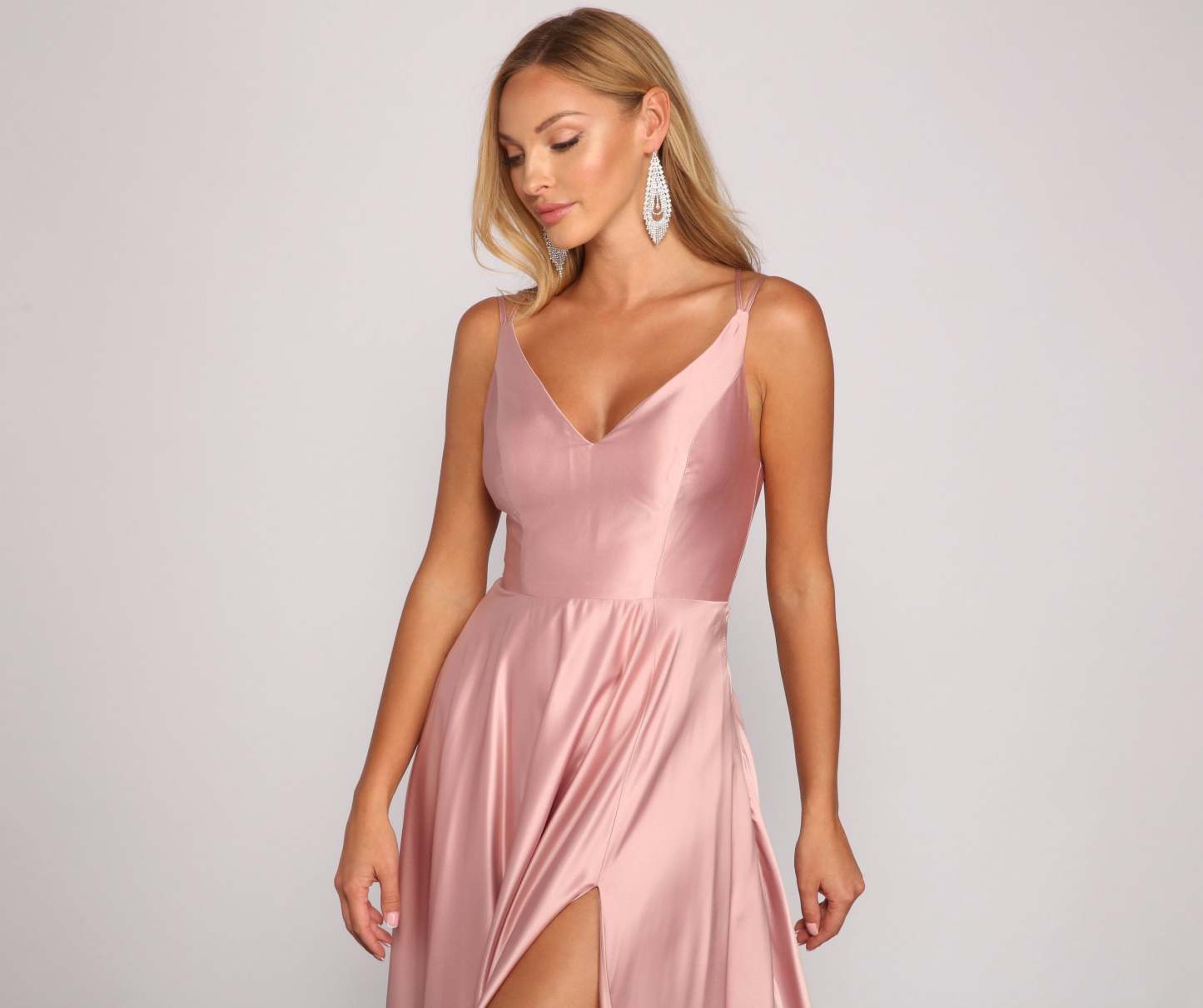 Dawn Formal Sleeveless Satin Dress - Lady Occasions