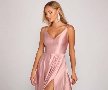 Dawn Formal Sleeveless Satin Dress - Lady Occasions