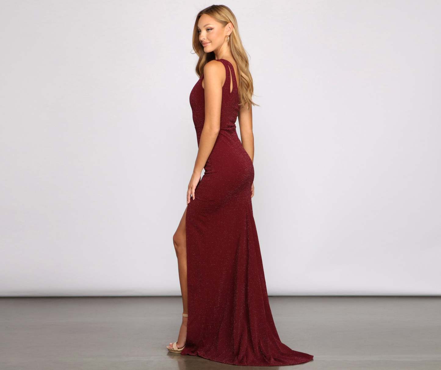 Gianna Metallic One Shoulder Dress - Lady Occasions